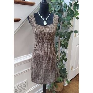 Kenneth Cole Women's Brown Polyester Square Neck Sleeveless Knee Length Dress PM